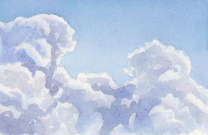 Cloud Drawing Watercolor, Watercolor Widget, Pencilcolor Art, Watercolour Clouds, Town Watercolor, Cloud Watercolor, Sophie Rain, Clouds Watercolor, Cloud Study