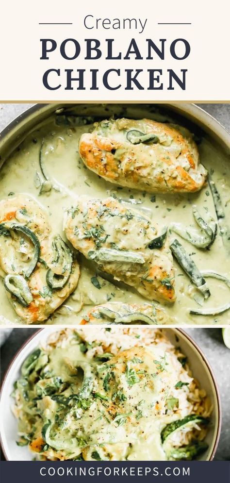 Poblano Pepper Cream Sauce, Serrano Chicken Recipe, Cream Of Poblano Soup Uses, Crockpot Poblano Chicken, Poblano Pepper Recipes Keto, Chicken With Poblano Cream Sauce, Poblano Pepper Sauce, Chicken Poblano Recipes, Large Crowd Dinner Ideas