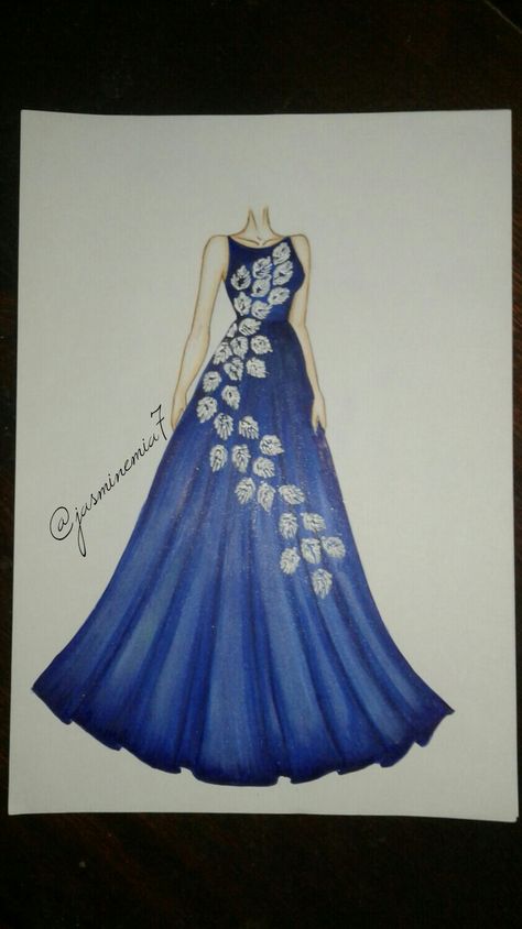 Blue Dress Drawing, Dress Illustration Art, Fashion Model Sketch, Fashion Illustration Tutorial, Fashion Illustration Collage, Fashion Design Books, Dress Illustration, Dress Design Drawing, Fashion Illustration Sketches Dresses