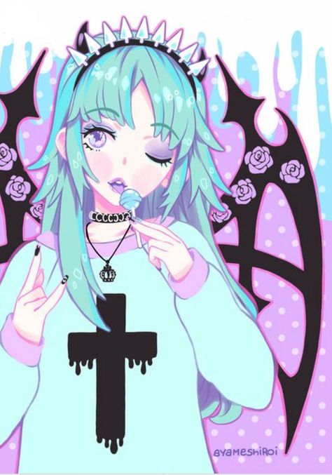 Pastel Goth Anime, Goth Anime, Photo Manga, Pastel Goth Art, Arte Do Kawaii, Goth Wallpaper, Art Kawaii, Pastel Grunge, Ange Demon