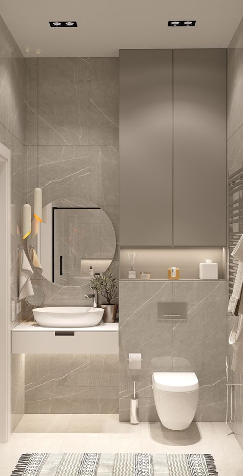 Beige Grey Bathroom Ideas, Gray And Beige Bathroom Ideas, Grey Toilet Ideas, Beige Gray Bathroom, Bathroom Ideas Grey Tiles, Grey And Cream Bathroom, Grey Beige Bathroom, Gray And Beige Bathroom, Bathroom Design Beige