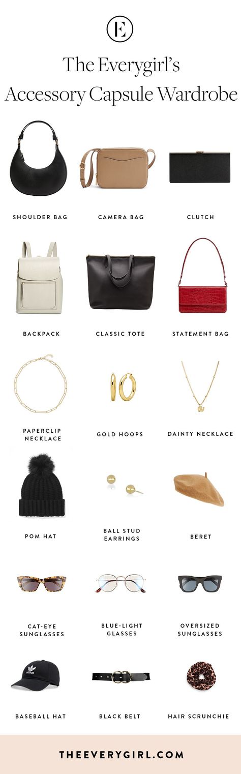 The Everygirl's Accessory Capsule Wardrobe | The Everygirl Capsule Wardrobe Jewelry, Capsule Wardrobe Accessories, Look Working Girl, French Capsule Wardrobe, Minimalist Wardrobe Capsule, Minimalist Wardrobe Essentials, Basic Wardrobe Essentials, Capsule Wardrobe Essentials, Fashion Capsule Wardrobe