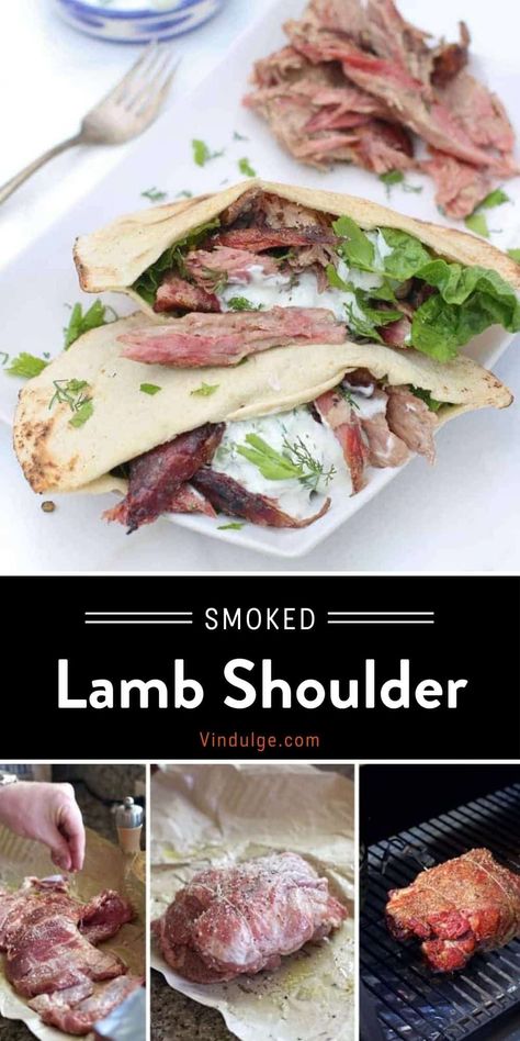 Smoked Lamb Shoulder, Dinner Ideas On The Grill, Bbq Dinner Ideas, Roasted Lamb Shoulder, Bbq Dinner Recipes, Big Green Egg Smoker, Bbq Dinner Party, Slow Roasted Lamb, Egg Smoker