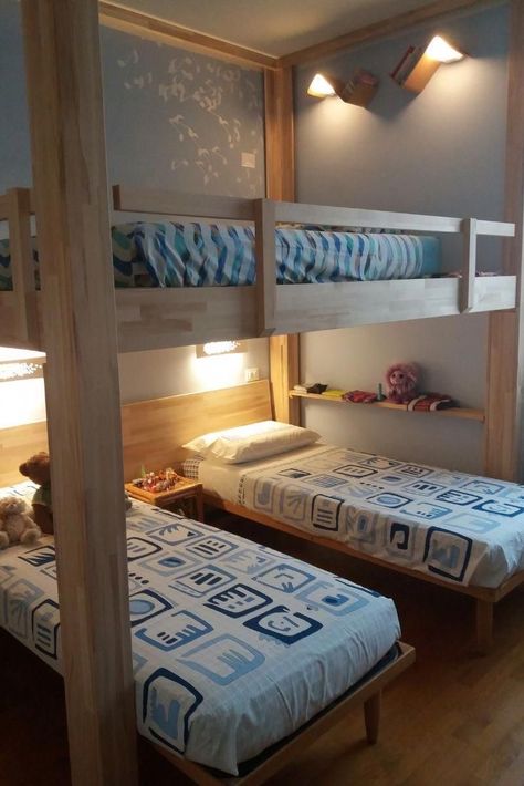 Bunk Bed Ideas Diy, Bunk Beds Small Room, Bunk Bed Rooms, Dormitory Room, Diy Bunk Bed, Bunk Rooms, Bunk Beds With Stairs, Bunk Bed Designs, Kids Bunk Beds