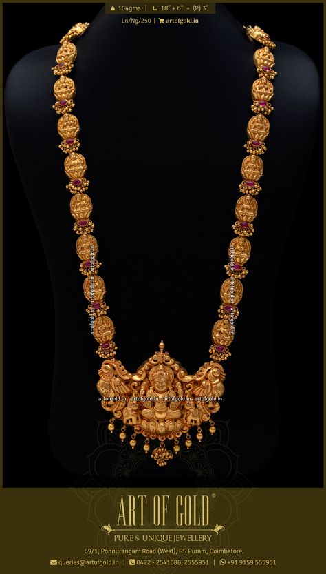 Nagas Haram | Art of Gold Jewellery, Coimbatore Nagas Gold Jewellery, South Indian Jewellery Necklace Set Gold Simple, Art Of Gold Jewellery, 80grams Gold Haram Designs, Latest Long Haram Gold Jewellery Designs In 40 Grams, Temple Jewellery Haram Gold, Lakshmi Haram Designs Gold Latest Long, Jewelry Patterns Gold Necklace Long, Gold Long Necklace Indian Antiques