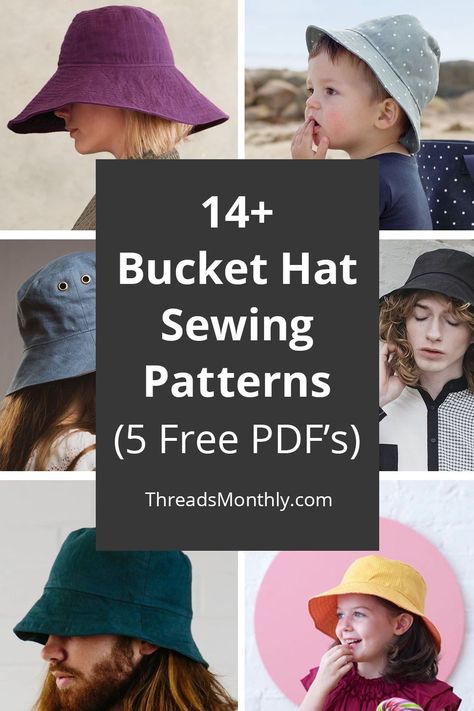 Here are the best bucket hat sewing patterns I've found. They're paper or printable PDF templates that you use to cut fabric. 5 are free! I featured multiple sizes for men, women, and children, and designs that are reversible and have ties. Make your own DIY hat this summer. This is a fun sewing project idea for beginners and beyond. Make them for yourself or as diy gifts. Molde, Patchwork, Reversible Bucket Hat Free Pattern, Fabric Hat Patterns Free, Mood Patterns Free, Free Hat Sewing Pattern, Bucket Hat Sewing Pattern Free, How To Sew A Hat, Free Hat Patterns To Sew