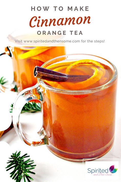 This gluten-free Cinnamon Orange Tea is prepared with black tea, water, a mandarin orange, and cinnamon! The aroma is comforting and the flavor is soothing! #cinnamonorangetea #orangetearecipe #homemadetearecipe #glutenfreetea | spiritedandthensome.com Homemade Tea Recipes, Orange And Cinnamon, Fall Tea, Cinnamon Orange, Cozy Drinks, Green Tea Bags, Cinnamon Tea, Orange Tea, Winter Tea