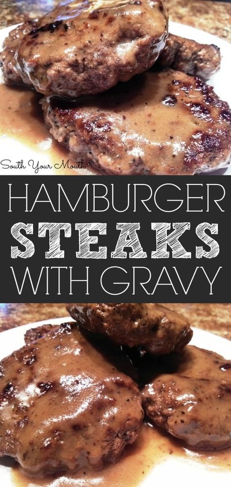 Homemade Brown Gravy, Hamburger Steak Recipes, Hamburger Steak And Gravy, Hamburger Steaks, Hamburger Dishes, Ground Beef Recipes Healthy, Keto Beef Recipes, Ground Beef Dishes, Hamburger Steak