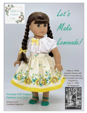 18 inch Doll Clothes Patterns for Dolls Such As American Girl American Girl Clothes Patterns Free, American Girl Clothes Patterns, Doll Patterns Free Sewing, Doll Patterns Free, Doll Clothes Pattern, Make Lemonade, Doll Clothes Patterns Free, American Girl Doll Patterns, American Girl Doll Clothes Patterns