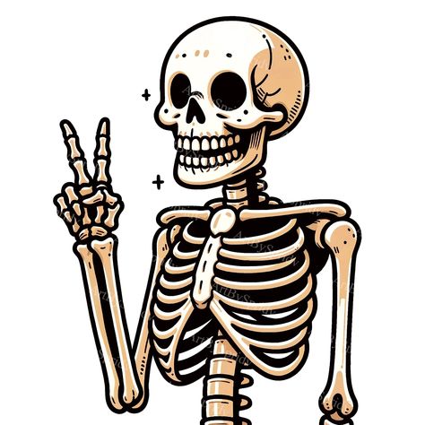 Peace Sign Clipart, Skeleton Party Decorations, Human Clipart, Skeleton Peace Sign, Clip Art Design, Tumblers Sublimation, Quirky Humor, Cute Skeleton, Human Skeleton