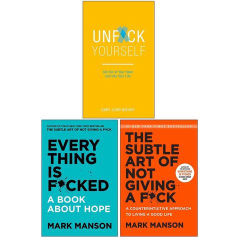 For Self-Help: Everything Is Fcked, The Subtle Art of Not Giving a Fck, Unfck Yourself Set Mark Manson, John Bishop, Books Collection, Self Help Book, Book Bundles, Amazon Book Store, Real Life Stories, Book Set, Best Self