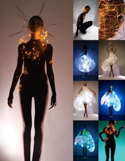 Skin for people with a high EQ – fashion of the future 3d Dress, Light Clothes, Led Costume, Smart Textiles, E Textiles, Led Clothing, Hussein Chalayan, Led Fashion, Technology Fashion