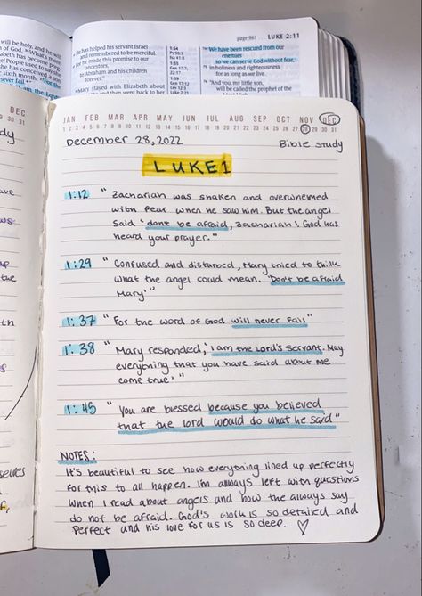 Luke Bible Journaling, Christian Notebook Ideas, Luke Chapter 1, Bible Annotations, Luke Bible, Bible Goals, Journal Scripture, Prayer Notebook, Christian Notebook