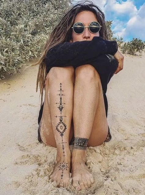 Shin Leg Tattoos Women, Pretty Ankle Tattoos For Women, Shin Tattoo Women, Tattoo Ideas Leg Female, Shin Tattoos For Women, Mandala Leg Tattoo, Tattoo Shin, Shoulder Cap Tattoo, Earthy Tattoos