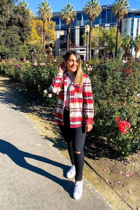 Sarah's fall outfit idea wearing her Grapent red oversized button down plaid shacket. Plaid Shacket Outfit Women, Plaid Shacket Outfit, Shacket Outfit Women, Shacket Outfit, Quilted Outerwear, Plaid Shacket, Shirt Quilt, Outfit Idea, Red Plaid