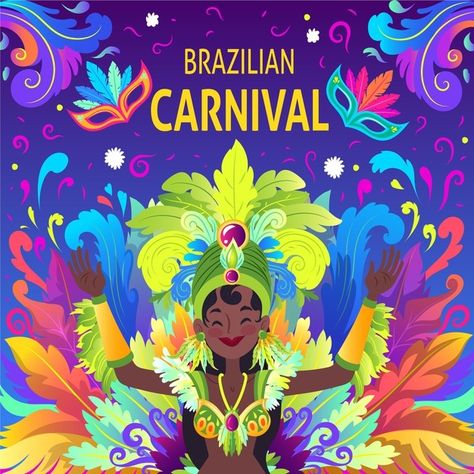 Carnival Illustration, Brazil Festival, Rio Festival, Masskara Festival, Carnival Design, Carnival Background, Carnival Dancers, Brazilian Carnival, Carnival Art