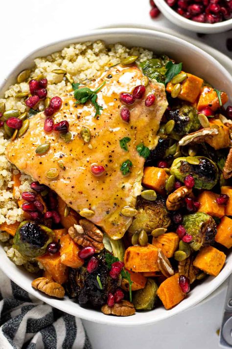 Sweet Potato Crisp, Maple Mustard Salmon, Dijon Sauce, Salmon And Sweet Potato, Mustard Salmon, Cubed Sweet Potatoes, Night Recipes, Maple Mustard, Fresh Salmon