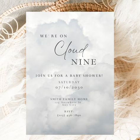 We Are on Cloud Nine Baby Shower Invitation Template,printable Cloud Themed Baby Shower Invitation,editable Cloud 9 Baby Shower Template - Etsy Turkey Neutral Invitation, Gender Neutral Invitations, Cloud Theme, Baby Shower Templates, On Cloud Nine, Cloud Nine, Baby Shower Invitation Templates, Cloud 9, Invitation Set