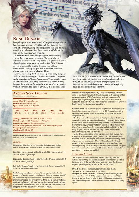 Song Dragon - Album on Imgur Homebrew 5e, 5e Monsters, Homebrew Monsters, Guerriero Samurai, Dnd Monster, Monster Manual, Dnd Homebrew, Dnd Classes, Dnd Races