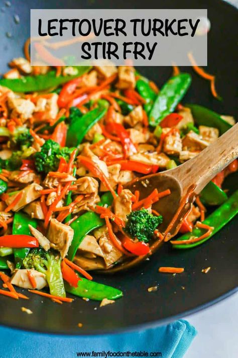 Meals Using Leftover Turkey, Leftover Chicken Stir Fry, Leftover Turkey Stir Fry Recipes, Leftover Veggies, Leftover Turkey Recipes Gluten Free Dairy Free, Leftover Turkey Gluten Free Recipes, Turkey Stir Fry Healthy, Turkey And Noodles Leftover, Leftover Turkey And Noodles Recipe