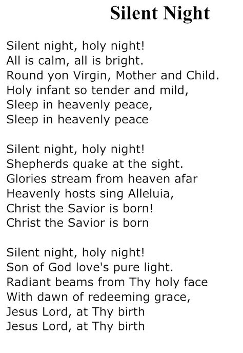 Words to Silent Night Silent Night Song Lyrics, Silent Night Lyrics, Silent Night Christmas Card, Chore Calendar, Christmas Carols Lyrics, Lullaby Songs, Christmas Songs Lyrics, Christmas Caroling, Nights Lyrics