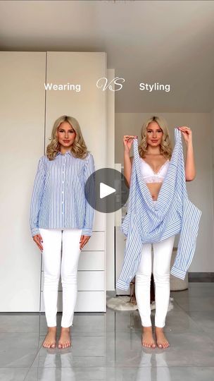 Level Up Outfit Ideas, Wearing Vs Styling Outfits Summer, Wear Vs Style, Get The Look Outfits, Styling Vs Wearing, Sandwich Method Outfit, Wearing Vs Styling, Wearing Vs Styling Outfits, Clothes Hacks