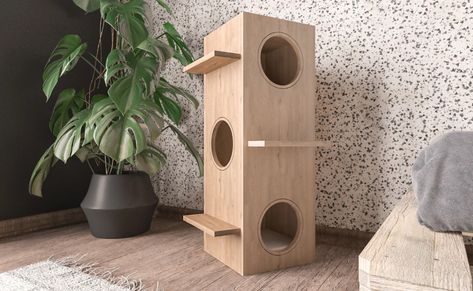 Cat Box Furniture, Modern Cat Tower, Katt Diy, Bed Cot, Cat Cube, Kat Diy, Chat Diy, Wooden Cat House, Cool Cat Trees