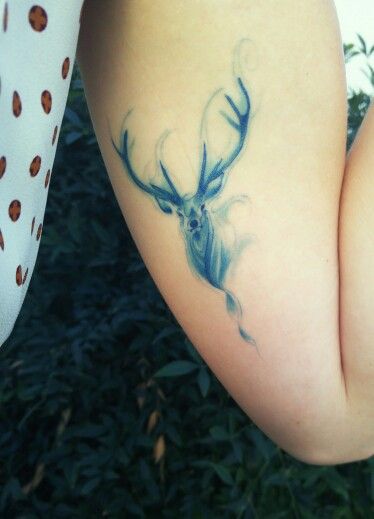 My Harry Potter Patronus Tattoo Expecto Patronum Tattoo, Patronus Tattoo, Tattoo Harry Potter, Stag Tattoo, Nerdy Tattoos, See Tattoo, Hp Tattoo, Deer Tattoo, Harry Potter Tattoos