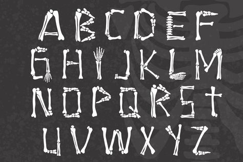 Skeleton Bones Font by Dansie Design on @creativemarket Making Words, Typography Alphabet, Skeleton Bones, Font A, Bad To The Bone, Anime Guys Shirtless, Sign Decor, Halloween Designs, A Font