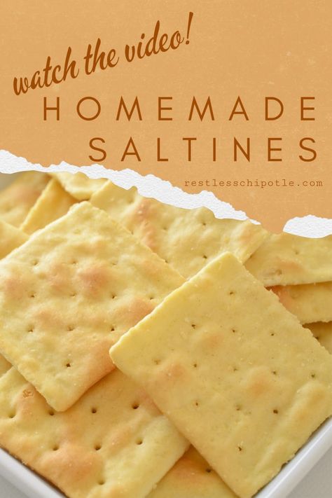 Saltine Cracker Recipe, Saltine Crackers Recipe, Homemade Saltine Crackers, Saltine Cracker Recipes, Homemade Crackers Recipe, Saltine Cracker, Soda Crackers, Cracker Recipe, Resepi Biskut