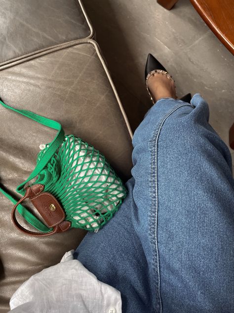 honestly such a worth it micro bag lol Longchamp Le Pliage Filet, Micro Bag, Longchamp Le Pliage, Worth It, Capsule Wardrobe, Instagram Story, Wardrobe, Handbags, Green