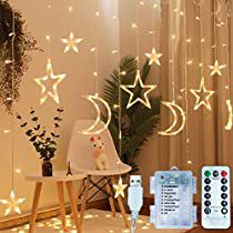 Check this out! Outdoor Graduation Parties, Party Wall Decorations, Star String Lights, String Curtains, Graduation Party Centerpieces, Moons And Stars, Graduation Party Themes, Led Curtain, Curtain String Lights