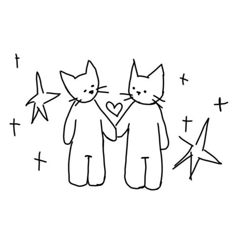 Animal Couple Drawing, Cat Couple Drawing, Cat Drawing Simple, Cat Tattoo Ideas, You Are My Moon, I Love You Too, Couple Drawing, Love You Too, Cat Couple