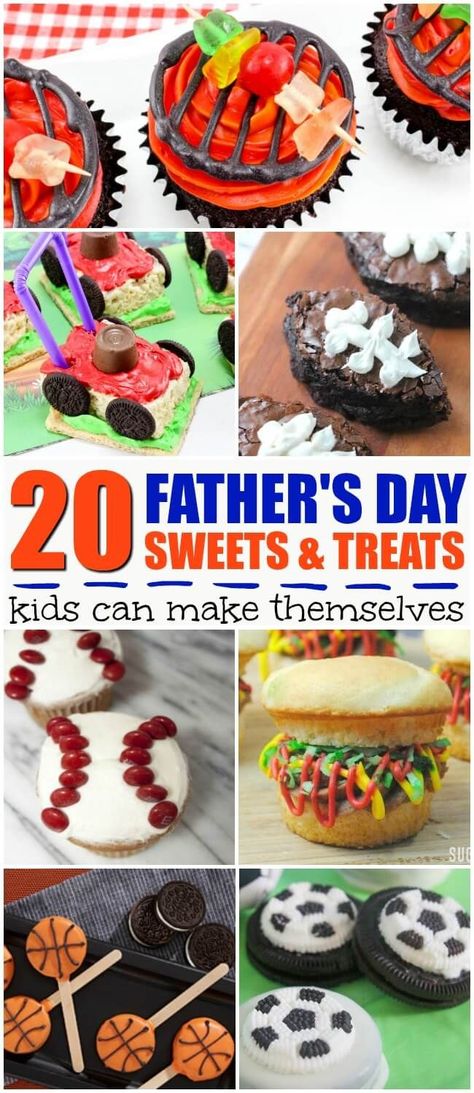 The quickest way to Dad's heart is through his stomach! Click for an awesome collection of 20 super-cute Father's Day Recipes that kids can make! Bridge Kids, Recipes Kids Can Make, Diy Gifts For Dad, Fathers Day Cake, Birthday Desserts, Fun Snacks For Kids, Kitchen Recipe, Father's Day Diy, Recipe Board