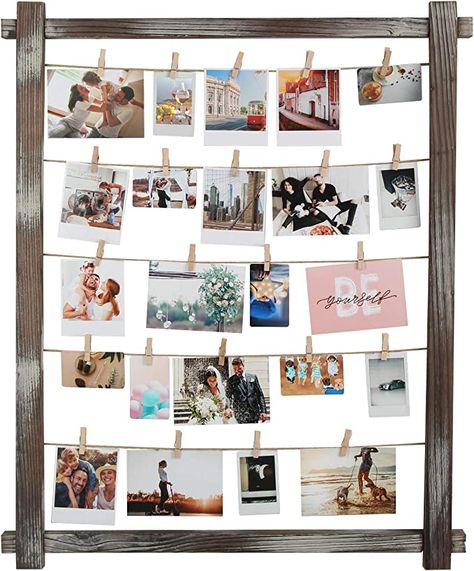 Picture Collage Board, Photo Display Wall, Clip Picture Frame, Photo Wall Display, Collage Board, Display Wall, Framed Photo Collage, Rustic Wood Frame, Decoration Photo