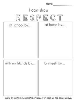 Respect Activity and Worksheet by Rachel the Counselor | TpT Respect Elementary Activities, Telehealth Therapy Activities For Kids, Respect Activity, Respect Craft, Respect Activities, All About Me Project, Group Therapy Activities, Coping Skills Activities, Emotional Literacy