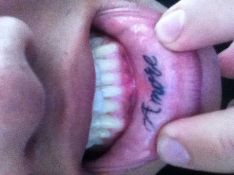 Lip Tattoo In Lip Tattoo, Tattoo Mouth Lips, Underlip Tattoos, Under Lip Tattoo, Inner Lip Tattoo Ideas, Lip Tats, Inside Lip Tattoos, Lip Tattoo Ideas, Inner Lip Tattoo