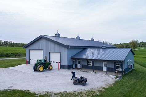 Morton Buildings Farm Shop in Shoreham, VT. Morton Building Homes, Garage Homes, Shop With Living Quarters, Shop Apartment, Shop Houses, Barn With Living Quarters, Metal Building House Plans, Morton Building, Barn Houses