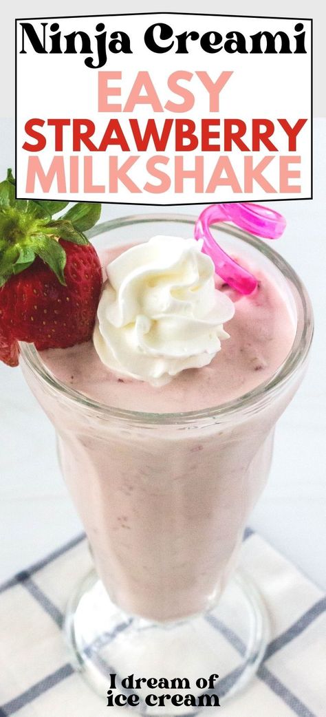 If you love strawberries and cream, you'll love how easy it is to make this Ninja Creami strawberry milkshake! Fresh berries and ice cream transform into a thick, creamy dessert with minimal effort. Ninja Cremi Milkshake, Ninja Creami Milk Shakes, Ninja Creami Strawberry Sorbet Recipes, Ninja Creami Shake Recipes, Ninja Creami Smoothie Recipe, Ninja Creami Milkshakes, Sorbet Ninja Creami Recipes, Ninja Creami Milkshake Recipe, Ninja Creami Smoothie