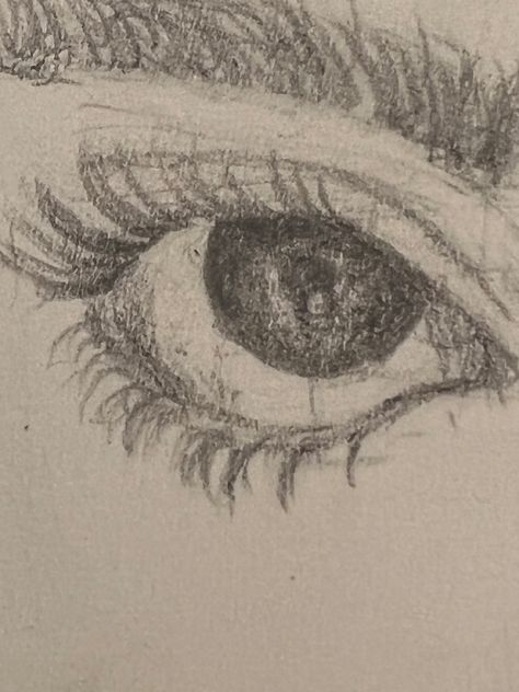 Messy Mascara Eyes, Doe Eye Drawings, How To Draw Doe Eye, Drawing Doe Eyes, Hand Covering Eyes Drawing, Doe Eyes Drawings, Droopy Eyes Drawing, Sleepy Eyes Drawing, Messy Drawings