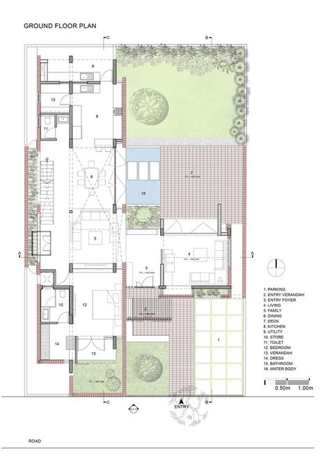 Gallery of Brick House / Architecture Paradigm - 19 House Architecture, Brick House Plans, Ground Plan, Architectural Drawing, Ground Floor Plan, Drawing For Beginners, Architecture Plan, In Law Suite, Brick House