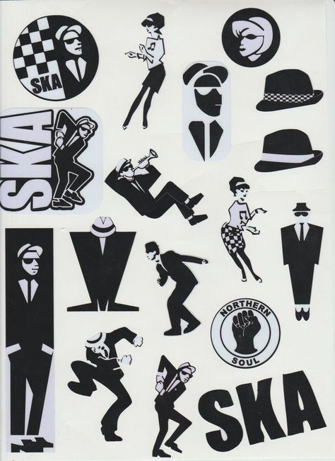 Ska 2 Tone Vinyl Stickers Decals 17 Various Designs & Sizes A4 Sheet Specials Skinhead Tattoos, Simbols Tattoo, Ska Music, Rude Girl, Ska Punk, One Step Beyond, Band Poster, Rude Boy, Music Artwork