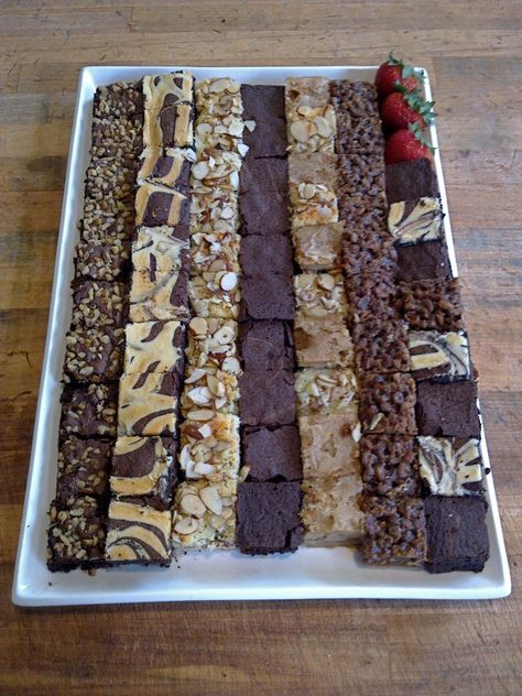 Brownie Board Platter, Brownie Platter, Graduation Brownies Ideas, Baby Giveaways, Dessert Platter, Party Trays, Brownie Bites, Camping Food, Wedding Desserts