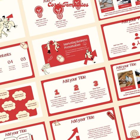 PowerPoint Template Professional Red Marketing Business Academic School or Work PowerPoint Template for PPT and Canva Presentations Red Presentation Design, Cute Slideshow Presentation, Red Powerpoint Template, Template For Ppt, Business Logo Fonts, Font Psychology, Slideshow Template, Simple Powerpoint, Slideshow Presentation