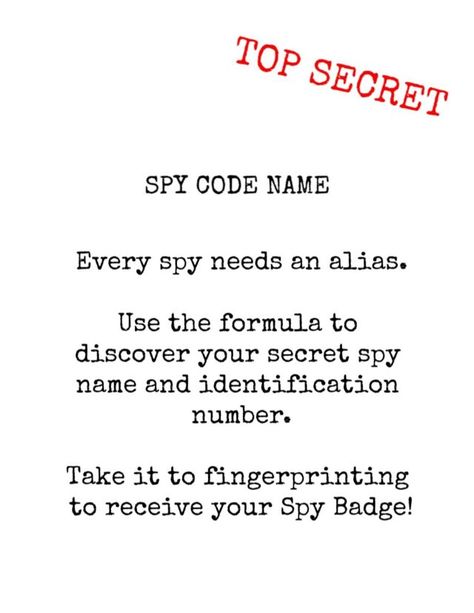 Spy Missions: 9 Printable Missions ⋆ Exploring Domesticity Mission Impossible Party, Geheimagenten Party, Spy Names, Spy Training, Mission Impossible Movie, Secret Agent Party, Mission Game, Spy Birthday Parties, Summer Camp Themes