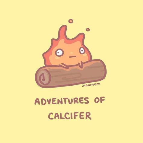 Cute Calcifer, Studio Ghibli Calcifer, July Bujo, Inktober 2023, Howls Moving, Chibi Art, Phone Theme, Studio Ghibli Art, Ghibli Art