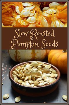 Planning to make a jack-o'-lantern (or two) for Halloween? Don't forget, make some Slow Roasted Pumpkin Seeds! Delicious, totally addictive & healthy. Baked Pumpkin Seeds, Oven Roasted Pumpkin Seeds, Maple Roasted Pumpkin Seeds, Easy Pumpkin Seeds, Best Pumpkin Seed Recipe, Flavored Pumpkin Seeds, Savory Pumpkin Seeds, Roasted Pumpkin Seeds Recipe, Pumpkin Seed Recipe