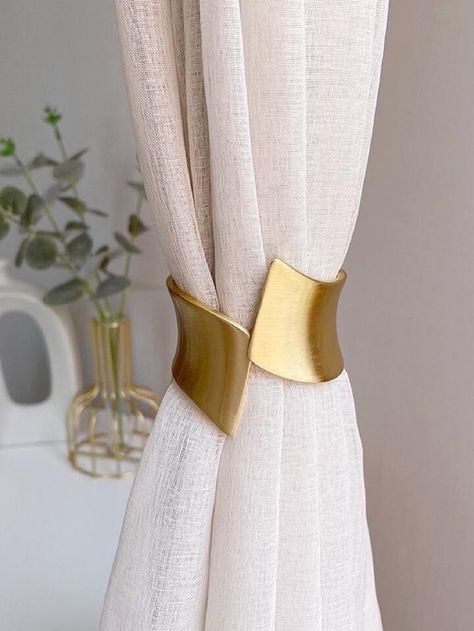 Free Returns ✓ Free Shipping✓. 1pc Metal Curtain Tieback- undefined at SHEIN. Gold Curtains, Curtains Holdbacks, Metal Curtain, Home Curtains, The Curtain, Curtain Tie Backs, Curtain Designs, Curtain Decor, Dream House Decor