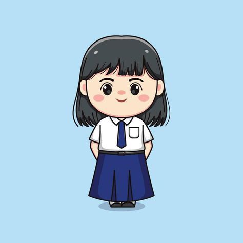 cute junior high school student girl chibi kawaii Student Icon, Student Clipart, Girl Chibi, Student Cartoon, Anime High School, Student Drawing, Student Girl, Free Business Card Mockup, Chibi Characters