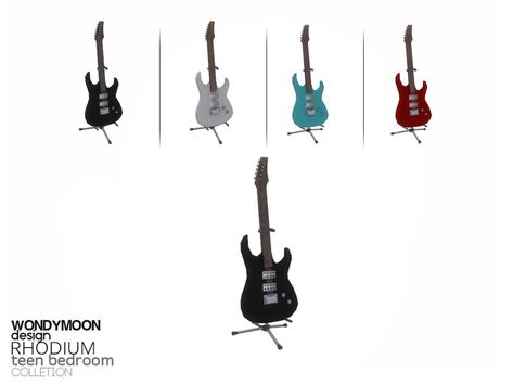 Sims 4 — Rhodium Guitar by wondymoon — - Rhodium Teen Bedroom - Guitar - Wondymoon|TSR - May'2015 Ibanez Guitars, Peter Steele, Sims 4 Collections, Kids Bedroom Sets, Sims 4 Build, Sims Mods, Teen Bedroom, Sims 4 Cc, Cool Guitar